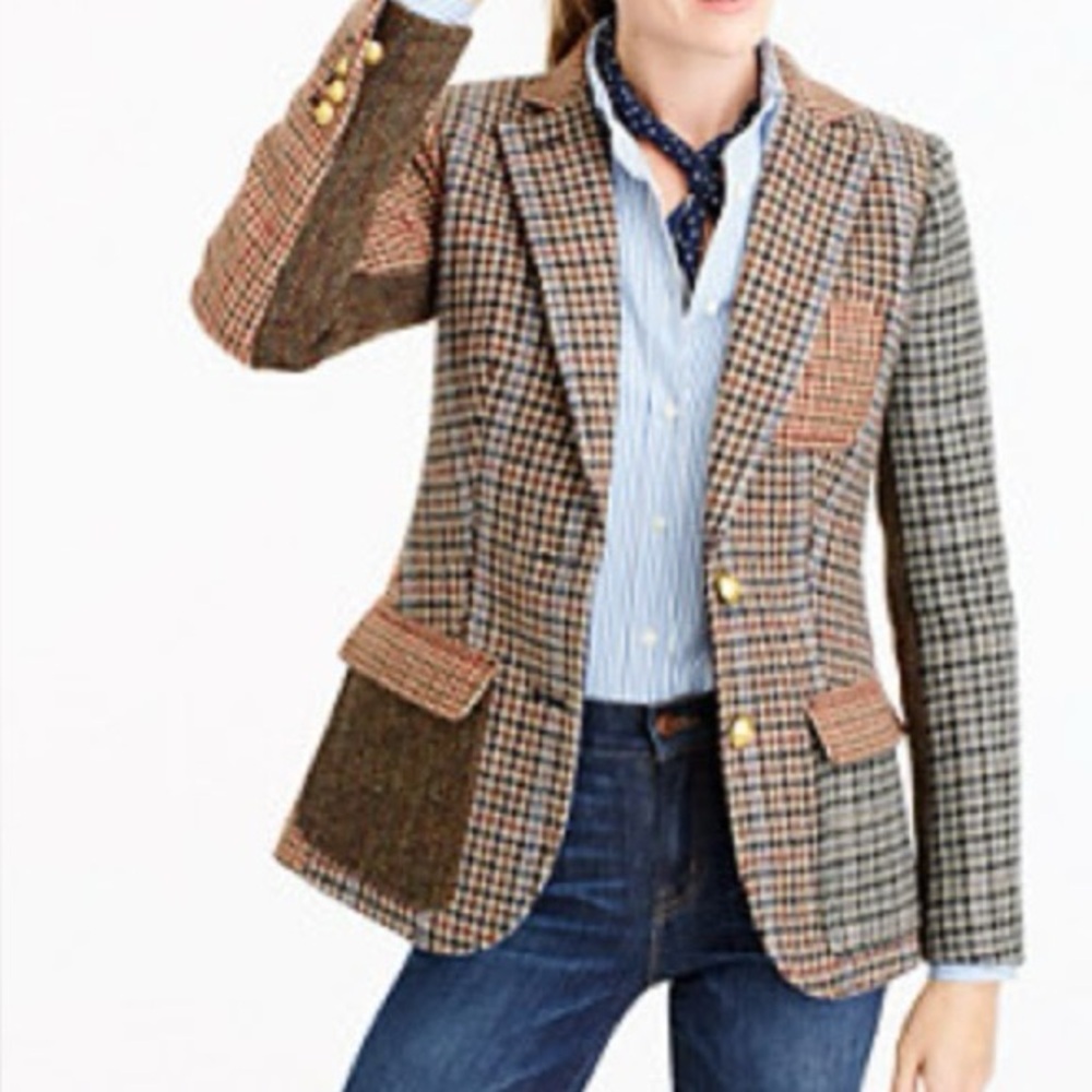 J.Crew Collection Rhodes Wool Patchwork Cocktail Blazer Jacket Wool 0